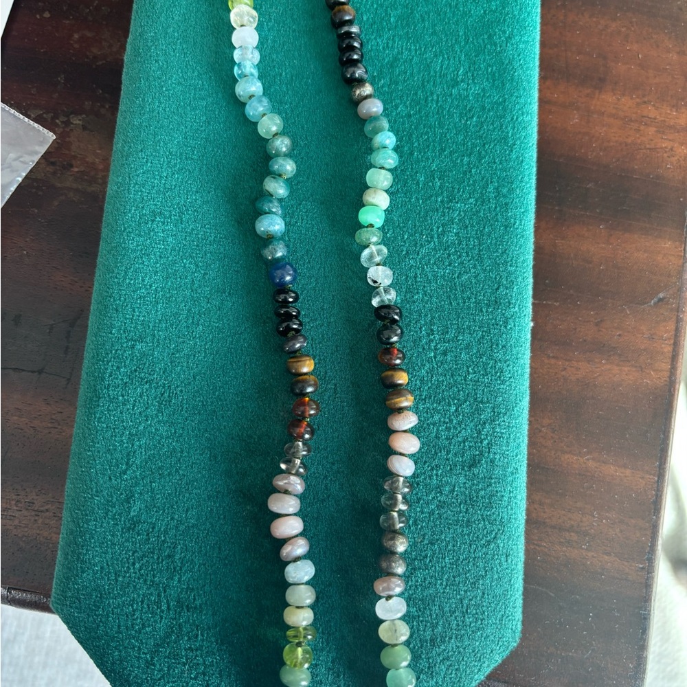 Encirkled Camo Gemstone hand-knotted Necklace with 14K connector